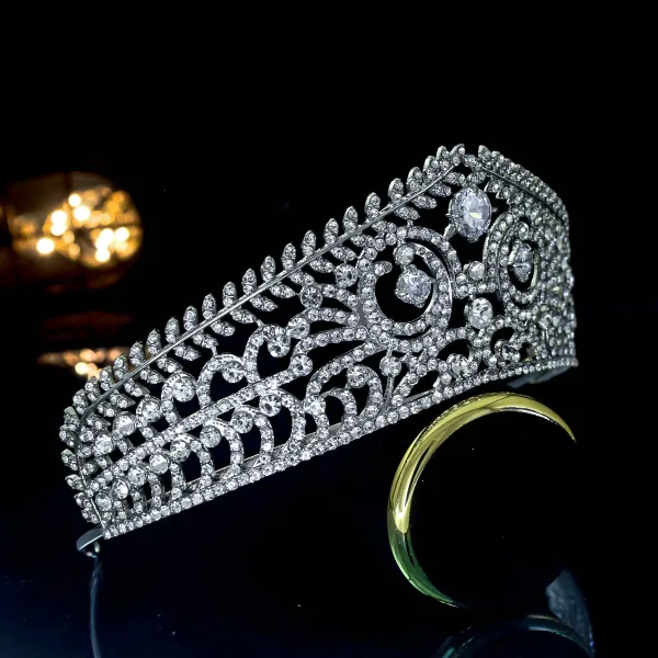 Vintage Srebrny Rhinestone Ślub Tiara Ozdoby Do Włosów Ślubne 2022 Cyrkon Stop