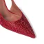 Sexy Bordeaux Faux Diamant Soirée Sandales Femme 2022 Bride Cheville 9 cm Talons Aiguilles À Bout Pointu Sandales Talons Hauts