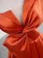 Mode Orange Satin Robe De Bal 2023 Princesse Bretelles Spaghetti Noeud Sans Manches Dos Nu Longue Promo Robe De Ceremonie