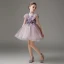 Fashion Lavender Short Sequins Birthday Flower Girl Dresses 2023 V-Neck Short Sleeve Backless Zipper Up
