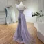 Charmant High End Lavendel Glanz Pailletten Abendkleider 2024 Meerjungfrau One-Shoulder Ärmellos Rückenfreies Sweep / Pinsel Zug Abend Festliche Kleider