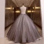 Élégant Noire Perle Paillettes En Dentelle Fleur Robe De Bal 2022 Robe Boule Encolure Dégagée Sans Manches Longue Robe De Ceremonie