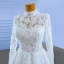 High-end White Beading Lace Flower Wedding Dresses 2022 Ball Gown High Neck Long Sleeve Backless Floor-Length / Long Wedding