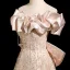 Charmant Champagne Perlage Paillettes Robe De Bal 2025 Princesse De l'épaule Manches Courtes Dos Nu Noeud Train De Balayage Tulle Robe De Ceremonie