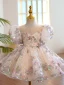 Charming Multi-Colors Beading Sequins Birthday Short Flower Girl Dresses 2022 Ball Gown Scoop Neck Puffy Short Sleeve Backless Flower Girl Dresses