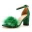 Simple Rougissant Rose Vêtement de rue Désinvolte Été Sandales Femme 2023 Bride Cheville Plumes 7 cm Talons Épais Peep Toes / Bout Ouvert Sandales Talons Hauts