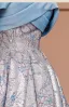 Fashion Sky Blue Printing Prom Dresses 2024 A-Line / Princess Off-The-Shoulder Short Sleeve Backless Floor-Length / Long Prom Formal Dresses