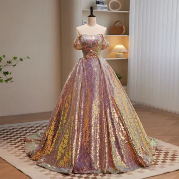 Sparkly Sexy Rose Gold Sequins Prom Dresses 2023 Ball Gown Strapless Sleeveless Backless Sweep Train Prom Formal Dresses