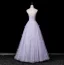 Chic / Beautiful Lavender Appliques Rhinestone Prom Dresses 2025 A-Line / Princess Strapless Sleeveless Backless Floor-Length / Long Formal Dresses
