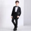 Noire Manches Longues Costume Garçon Mariage 2022 Manteau Pantalon Chemise Cravate Gilet Costumes De Mariage pour garçons