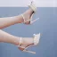 Elegant White Pearl Wedding Shoes 2024 Ankle Strap 8 cm Stiletto Heels Open / Peep Toe Wedding Sandals High Heels