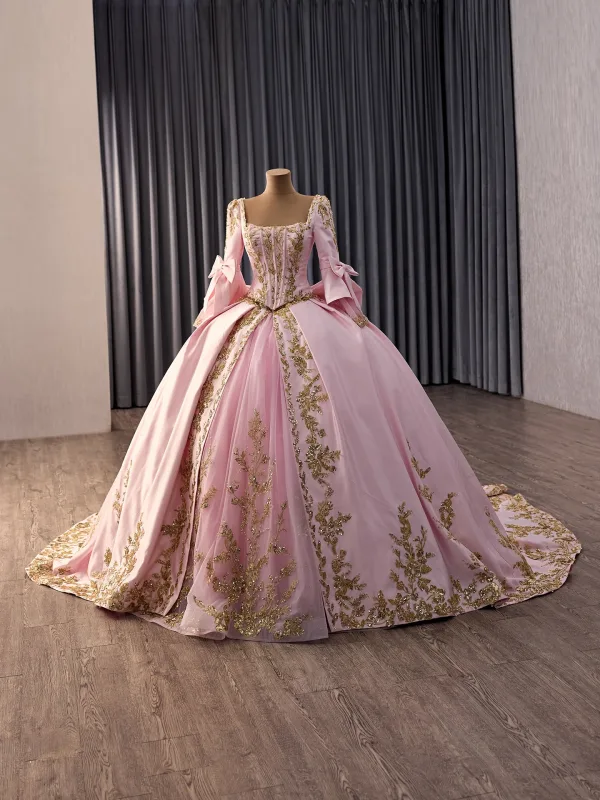 Luxury / Gorgeous Lovely Candy Pink Handmade  Beading Sequins Lace Flower Prom Dresses 2026 Ball Gown Off-The-Shoulder Sleeveless Backless Bow