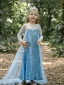 Sparkly Sky Blue Sequins Rhinestone Birthday Flower Girl Dresses With Cloak 2023 Trumpet / Mermaid Scoop Neck Long Sleeve Backless Floor-Length / Long Flower Girl Dresses