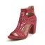 Fashion Brown Street Wear Pierced Womens Sandals 2022 T-Strap 8 cm Thick Heels Open / Peep Toe Sandals High Heels