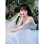 Flower Fairy Sky Blue Appliques Organza Prom Dresses 2023 A-Line / Princess Off-The-Shoulder Sleeveless Backless Floor-Length / Long Prom Formal Dresses