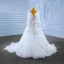 Luxury / Gorgeous White Rhinestone Lace Flower Appliques 2023 A-Line / Princess V-Neck Long Sleeve Wedding Dresses Court Train Wedding