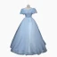 Chic / Beautiful Sky Blue Beading Pearl Sequins Lace Flower Prom Dresses 2023 Ball Gown Scoop Neck Short Sleeve Backless Floor-Length / Long Prom Formal Dresses