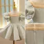 Audrey Hepburn Style Sage Green Short Prom Flower Girl Dresses 2022 Ball Gown Scoop Neck Puffy Short Sleeve Pearl Flower Girl Dresses