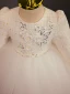 Elegant White Beading Lace Flower Pearl Sequins Bow Birthday Flower Girl Dresses 2024 Ball Gown Scoop Neck Short Long Sleeve