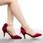 Charmant Dunkelgrün Perle Knöchelriemen Schleife Abend Sandalen Damen 2023 7 cm Stilettos Spitzschuh Sandaletten Hochhackige