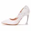 Blanche Élégant Faux Diamant En Dentelle Fleur Chaussure De Mariée 2022 9 cm Talons Aiguilles À Bout Pointu Mariage Escarpins Talons Hauts