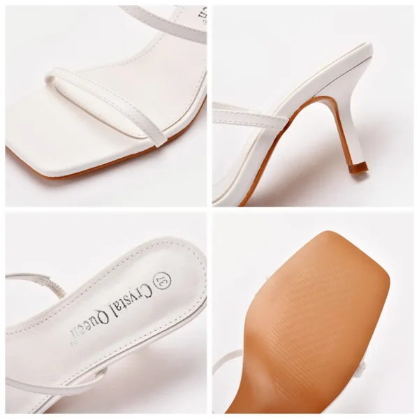 Sexy Blanche Cocktail Sandales Femme Talons Hauts 2022 7 cm Talons Aiguilles Peep Toes / Bout Ouvert Sandales