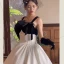 Audrey Hepburn Style Black Prom Dresses 2022 Ball Gown Spaghetti Straps Bow Sleeveless Backless Court Train Prom Formal Dresses