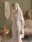 Vintage / Retro White Lace Flower 1 m Wedding Veils 2025 Tulle