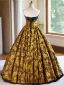 Vintage / Originale Doré Impression Robe De Bal 2024 Robe Boule Bustier Sans Manches Dos Nu Longue Promo Robe De Ceremonie