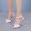 Elegant Beige Pearl Wedding Shoes 2024 11 cm Stiletto Heels Ankle Strap Open / Peep Toe Wedding Sandals High Heels