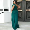Sexy Plus Size Dark Green Split Front Evening Dresses 2022 Trumpet / Mermaid One-Shoulder Sleeveless Backless Floor-Length / Long Evening Party Formal Dresses