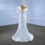 Schöne Weiß Satin Brautkleider / Hochzeitskleider 2022 Meerjungfrau Ärmellos Bandeau Blumen Rückenfreies Sweep / Pinsel Zug
