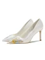 Elegant White Embroidered Satin Wedding Shoes 2024 6 cm Stiletto Heels Pointed Toe Wedding Pumps High Heels