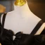 Élégant Noire Robe De Bal 2023 Robe Boule Bretelles Spaghetti Manches Courtes Dos Nu Noeud Longue Promo Robe De Ceremonie