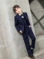 Fashion Navy Blue 5-piece Long Sleeve Boys Wedding Suits 2022 Wedding Coat Pants Shirt Tie Vest