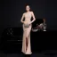Sexy Black Beading Split Front Evening Dresses 2022 Trumpet / Mermaid V-Neck Sleeveless Backless Floor-Length / Long Evening Party Formal Dresses