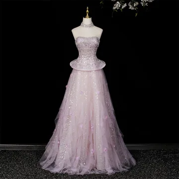 Scintillantes Rougissant Rose Perle Paillettes Robe De Bal 2026 Princesse Bustier Sans Manches Dos Nu Longue Robe De Ceremonie