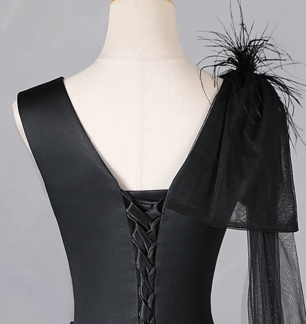 Elegant Black Tassel Appliques Prom Dresses 2024 Backless A-Line / Princess V-Neck Sleeveless Floor-Length / Long Prom Formal Dresses