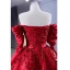 High-end Fashion Red Beading Sequins Prom Dresses 2023 Ball Gown Off-The-Shoulder 3/4 Sleeve Backless Sweep Train Formal Dresses