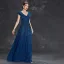Sparkly Navy Blue Sequins Evening Dresses 2025 A-Line / Princess V-Neck Sleeveless Floor-Length / Long Evening Party Formal Dresses
