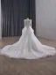 Luxury / Gorgeous White Handmade  Beading Sequins Lace Flower Wedding Dresses 2025 Trumpet / Mermaid High Neck Long Sleeve Backless Royal Train Wedding
