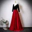 Elegant Burgundy Rhinestone Mother Of The Bride Dresses 2025 A-Line / Princess V-Neck Long Sleeve Backless Floor-Length / Long