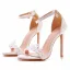 Sexy White Lace Flower Wedding Shoes 2025 Ankle Strap 11 cm Stiletto Heels Open / Peep Toe Wedding Sandals High Heels