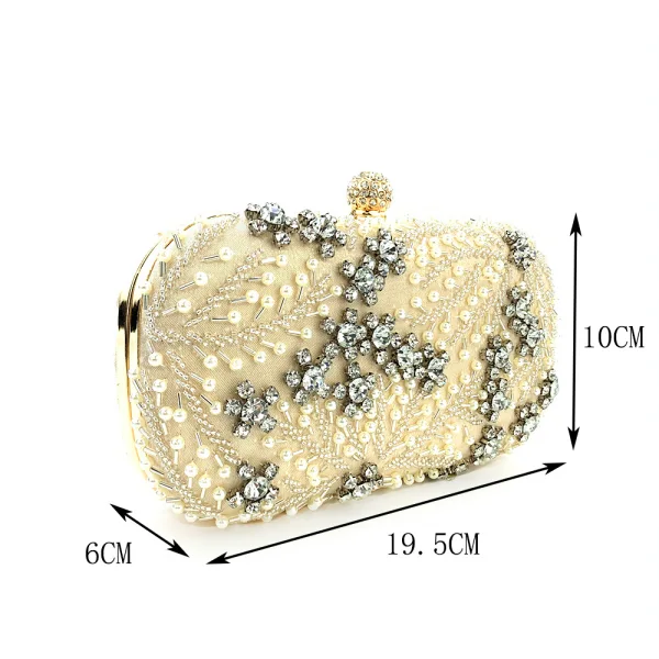 Scintillantes Argenté Fait main Perle Faux Diamant Soirée Pochette 2023