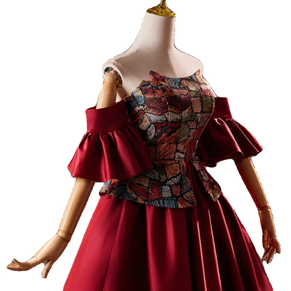 Vintage / Retro Burgundy Embroidered Homecoming Satin Short Graduation Dresses 2024 Off-The-Shoulder Short Sleeve Backless Formal Dresses
