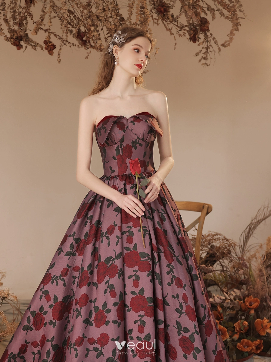 burgundy rose prom dress Bodycon Dress with Adjustable Straps main image 1