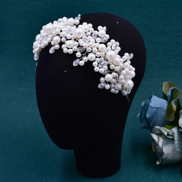 Chic / Beautiful Silver Pearl Rhinestone Alloy Wedding Bridal Hair Accessories 2024
