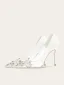 Elegante Kanten Rhinestone Witte Bruidsschoenen 2024 10 cm Naaldhakken / Stiletto Spitse Neus Huwelijk Pumps Hoge Hakken