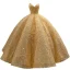 High-end Gold Handmade  Beading Pearl Sequins Prom Dresses 2022 Ball Gown Spaghetti Straps Sleeveless Backless Floor-Length / Long Prom Formal Dresses