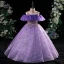 Chic / Beautiful Candy Pink Beading Sequins Birthday Flower Girl Dresses 2022 Ball Gown High Neck Short Sleeve Floor-Length / Long Flower Girl Dresses